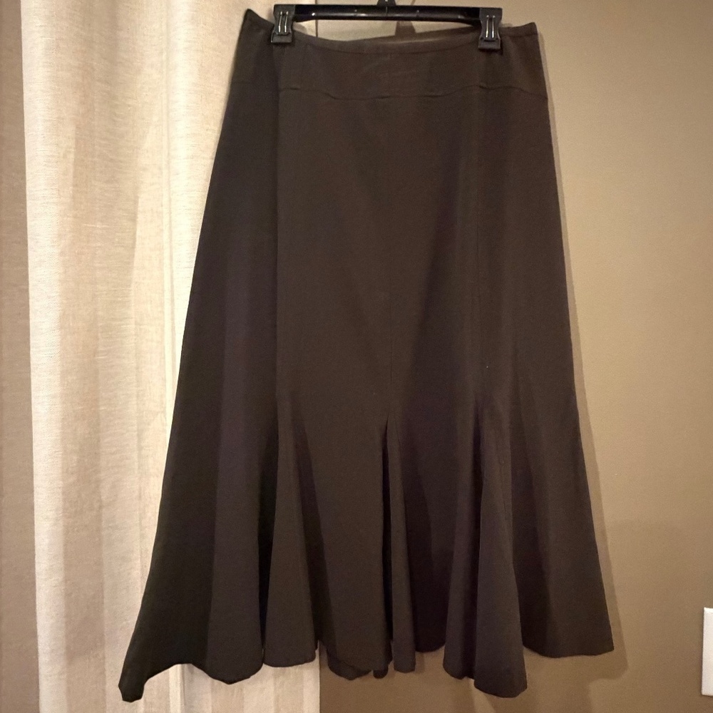 Focus 2000 Chocolate Brown Skirt flare Preppy Old Money Knee Length, Size 8